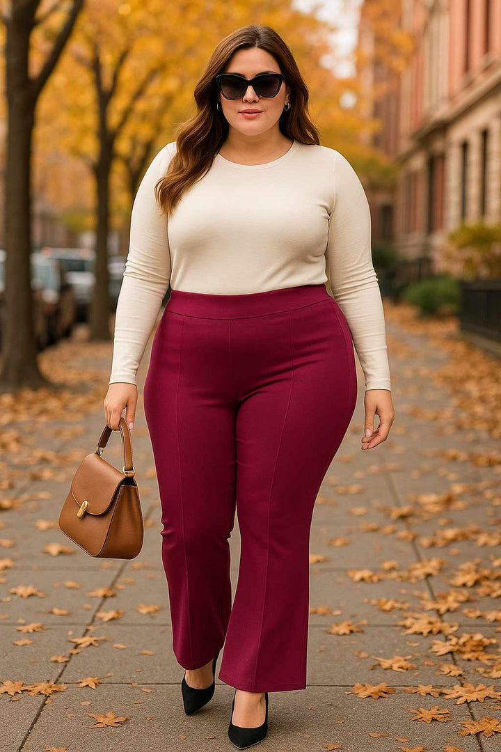 (28.5 po) Pantalon propre évasé - Bourgogne