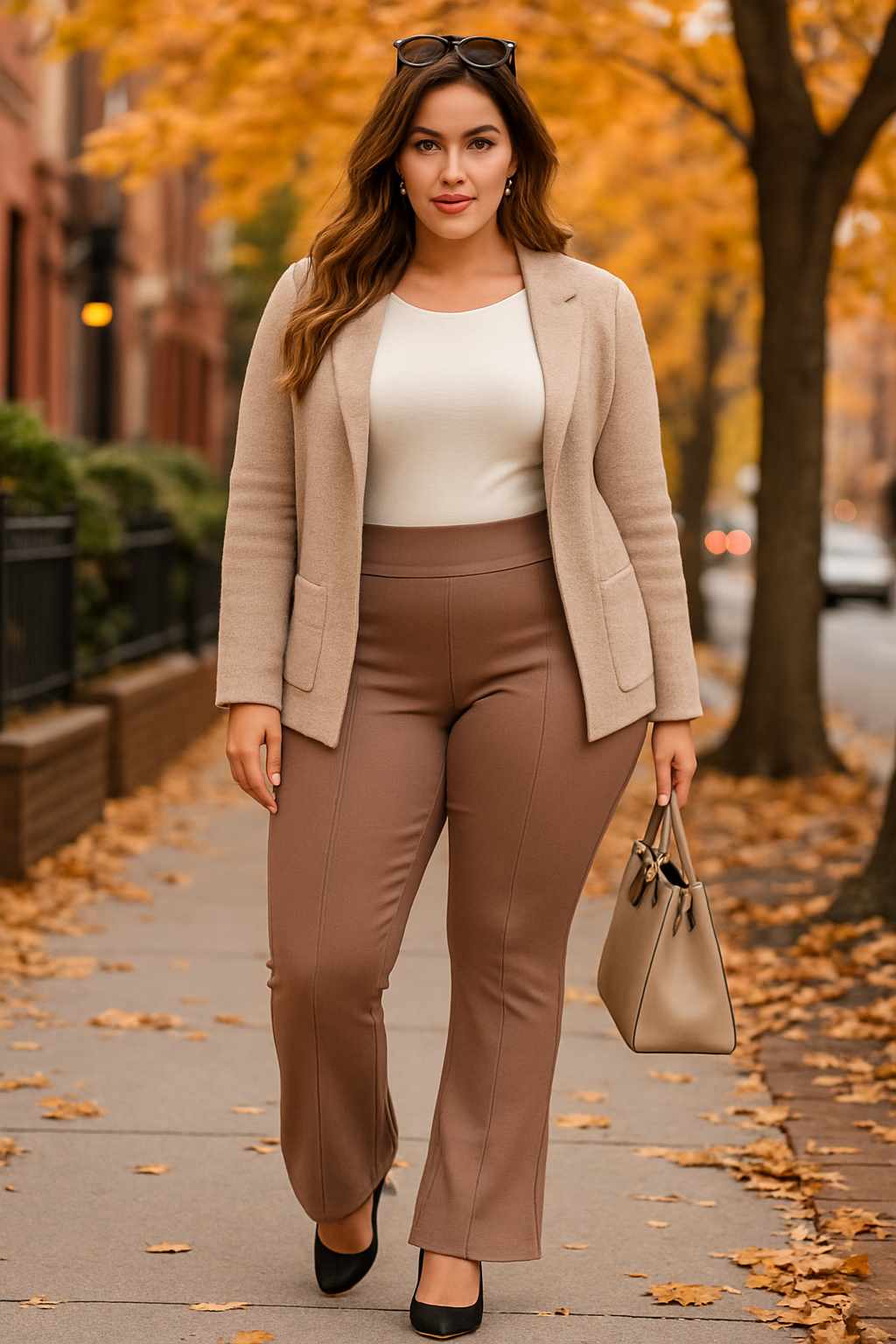 Versatile pants with belly control - Latte