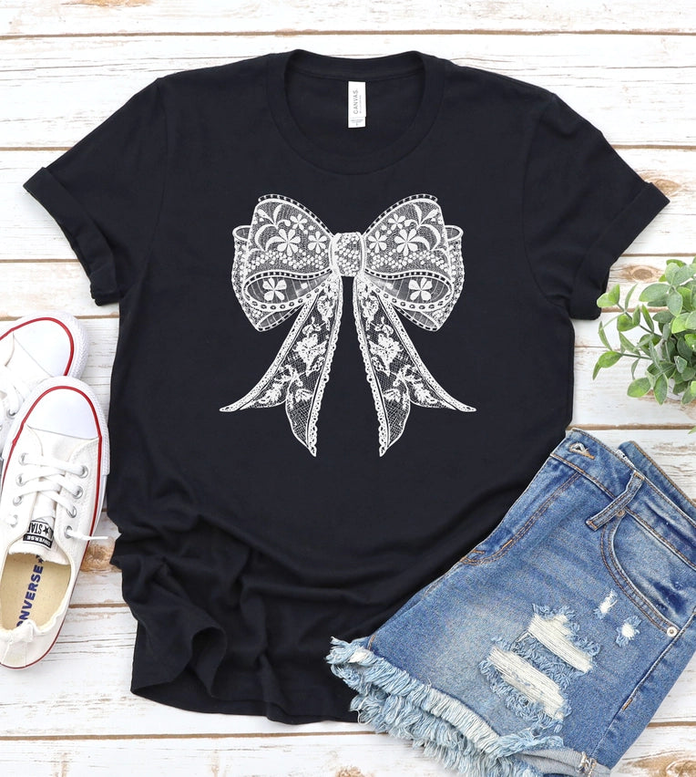 T-Shirt Lace Bow Girly