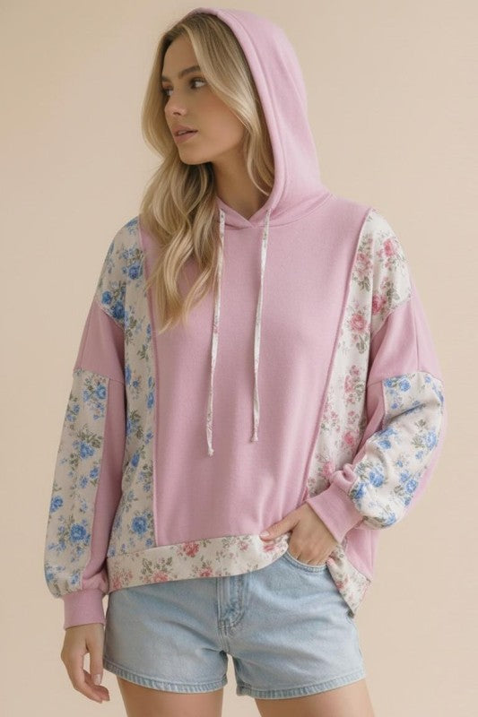 Haut à capuche fleuri oversize