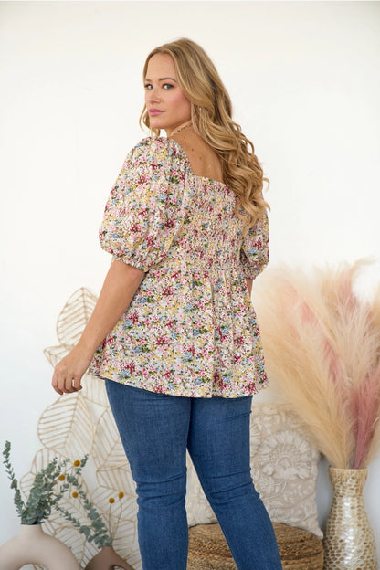 Haut babydoll floral romantique