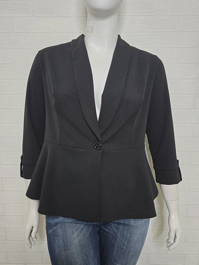 Veste à col et fermeture à bouton (noir)