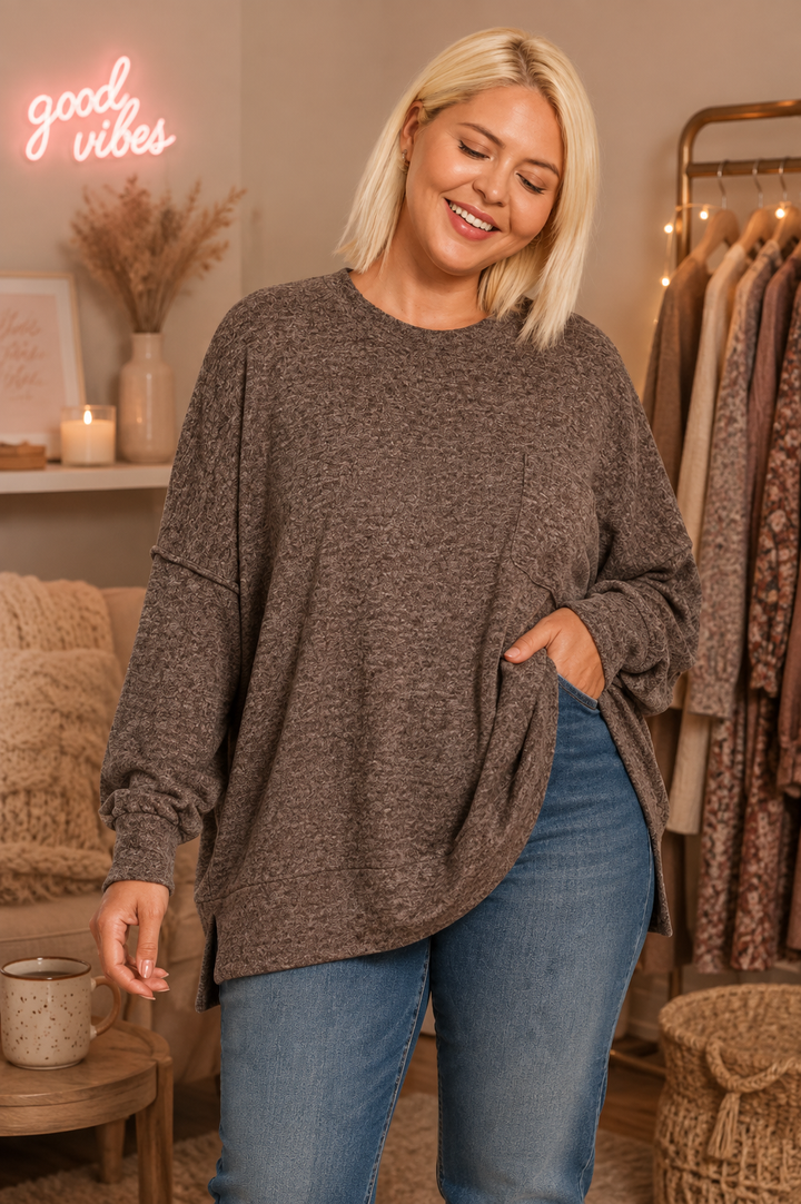 PRÉVENTE - Pull Cozy Oversize - Marron