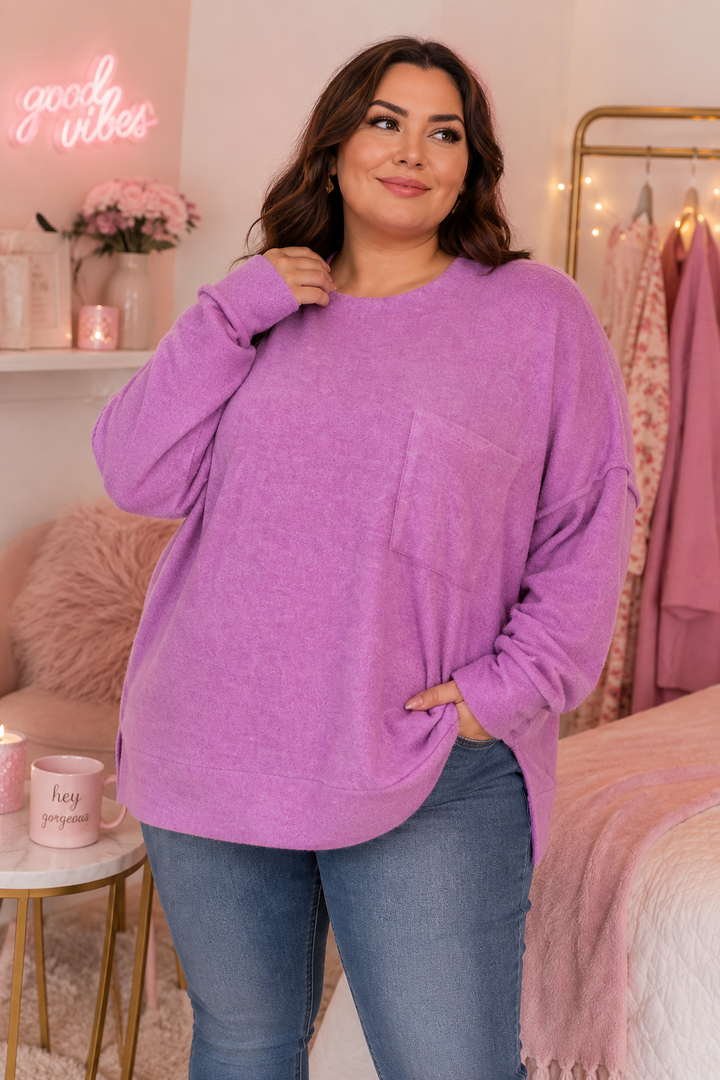PRÉVENTE - Pull Cozy Oversize - Berry Lilac