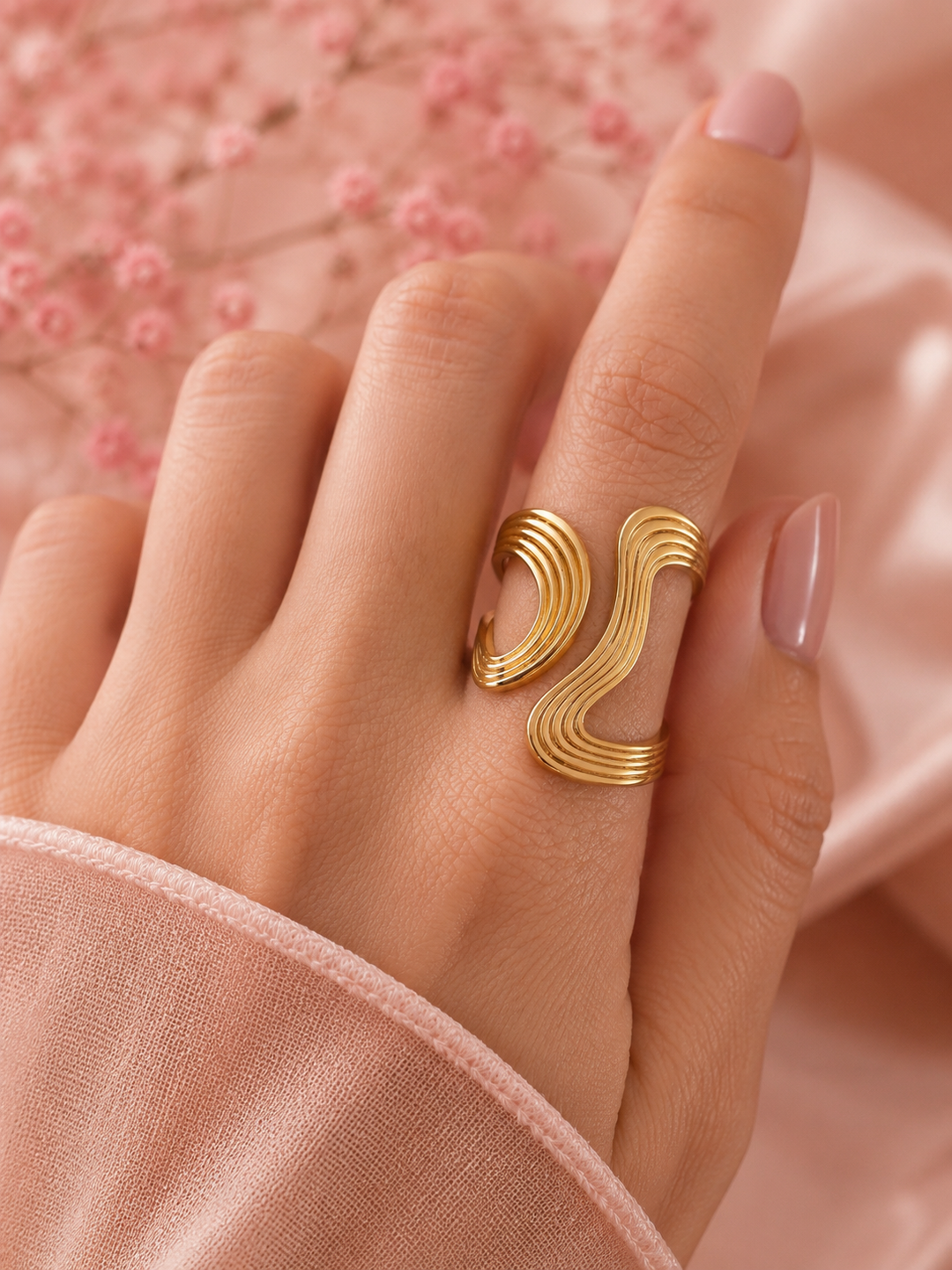 Bague ajustable en Acier Inoxydable Plaquée Or 18K PVD