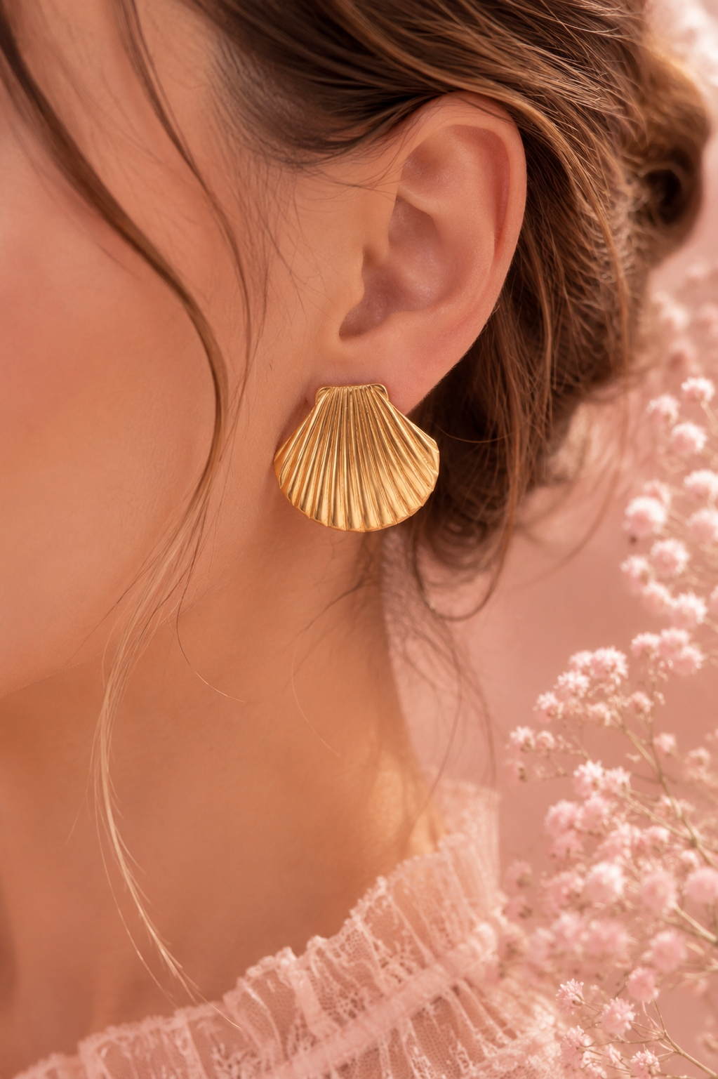 Boucles d’Oreilles Coquillage en Acier Inoxydable Plaqué Or 18K PVD