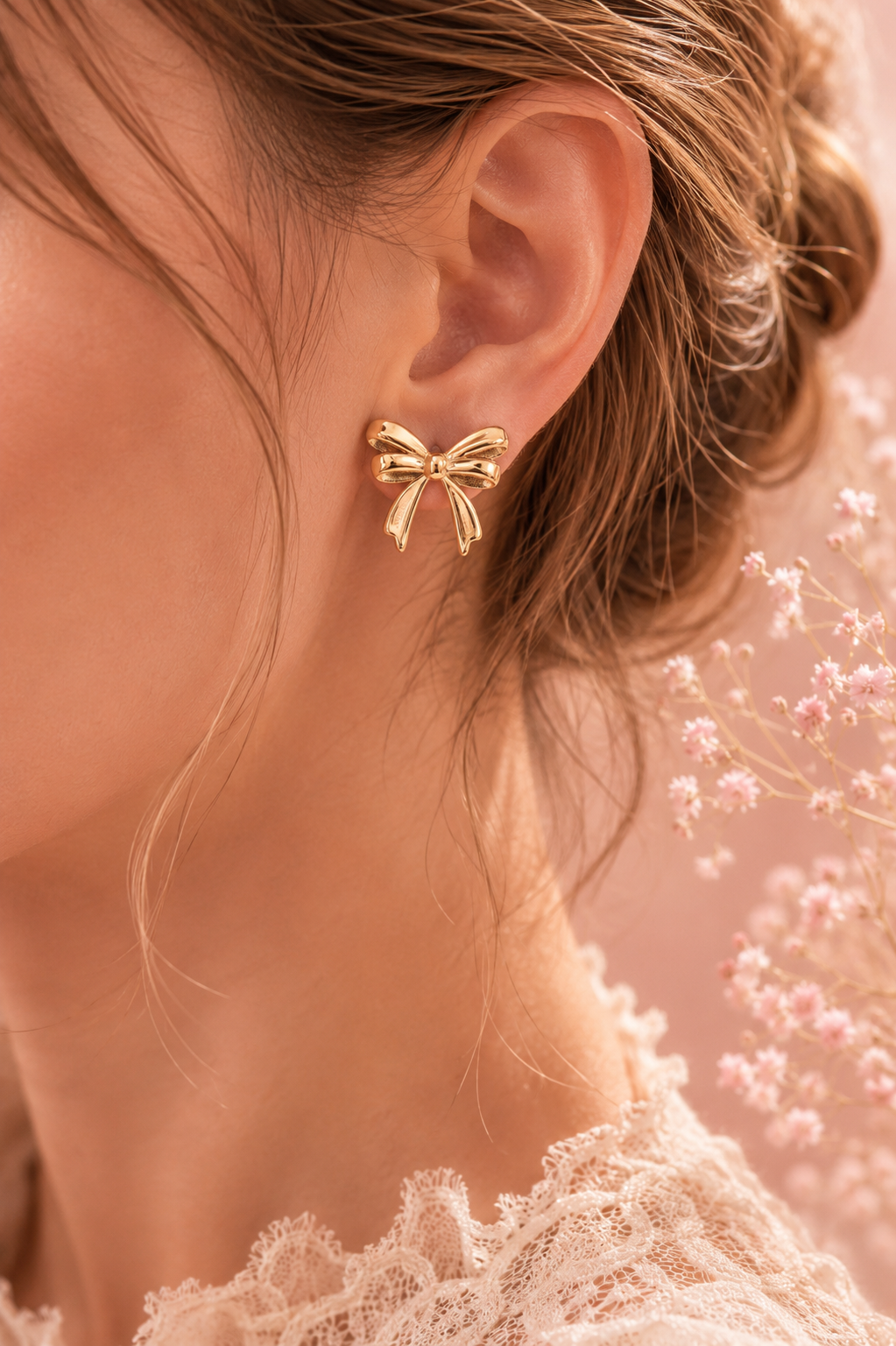 Boucles d’Oreilles Nœud en Acier Inoxydable Plaqué Or 18K PVD