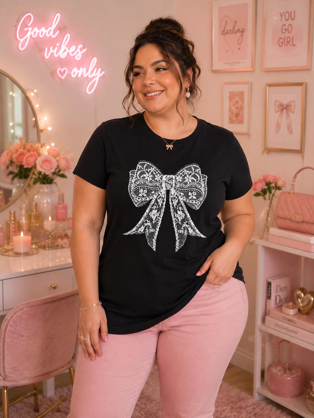 T-Shirt Lace Bow Girly