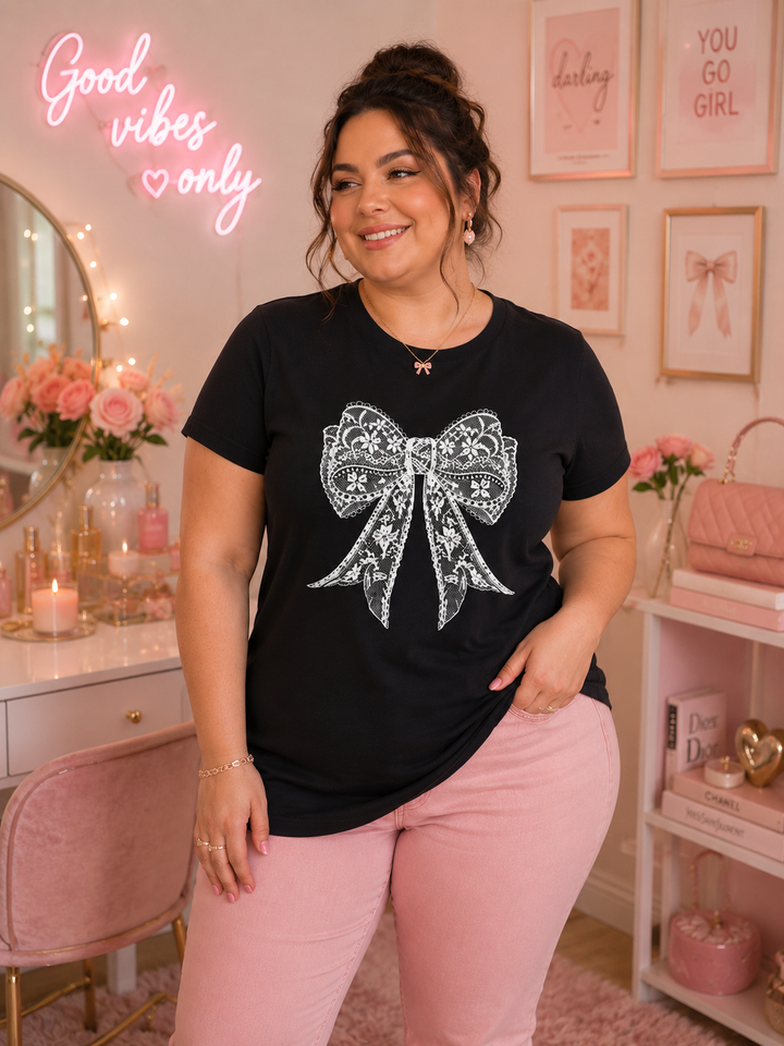 T-Shirt Lace Bow Girly