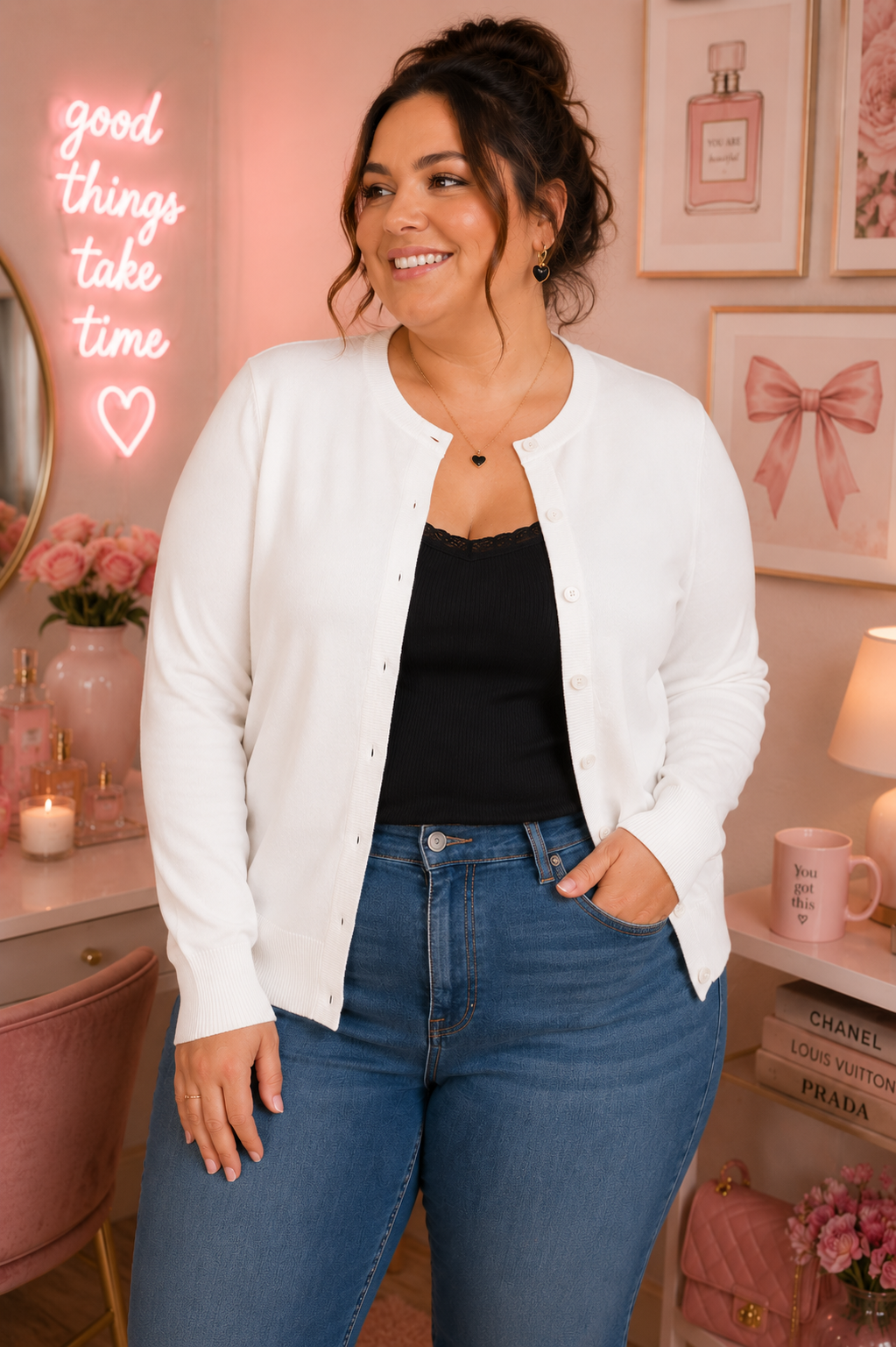 Cardigan Classique Boutonné - Blanc