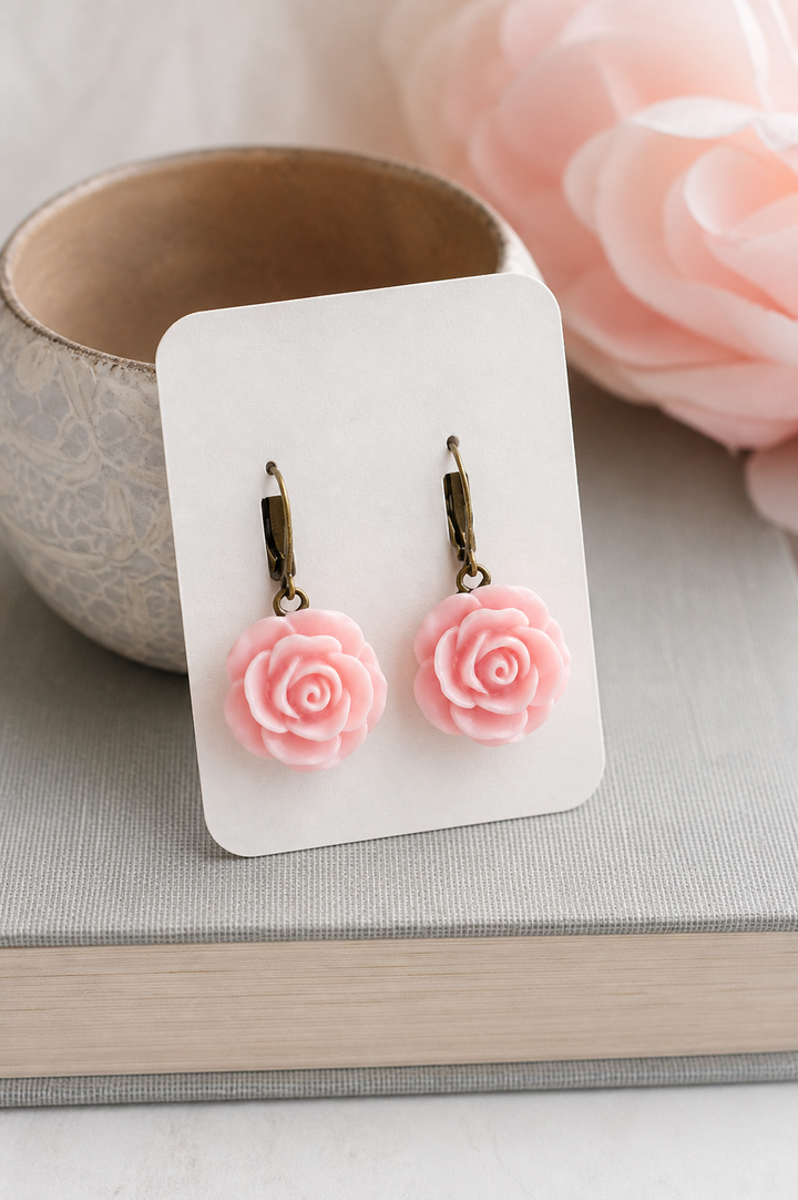 Boucles d’oreilles rose romantique