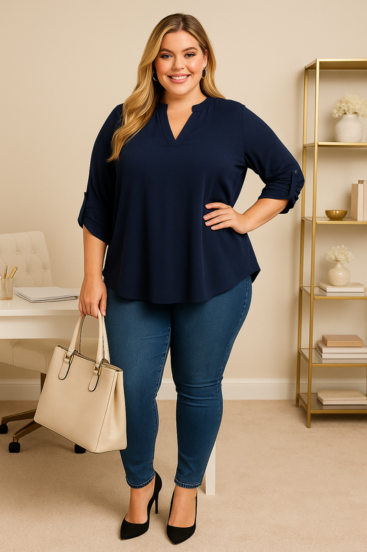 PRESALE - Wrinkle Resistant Tunic Lizzy - Navy