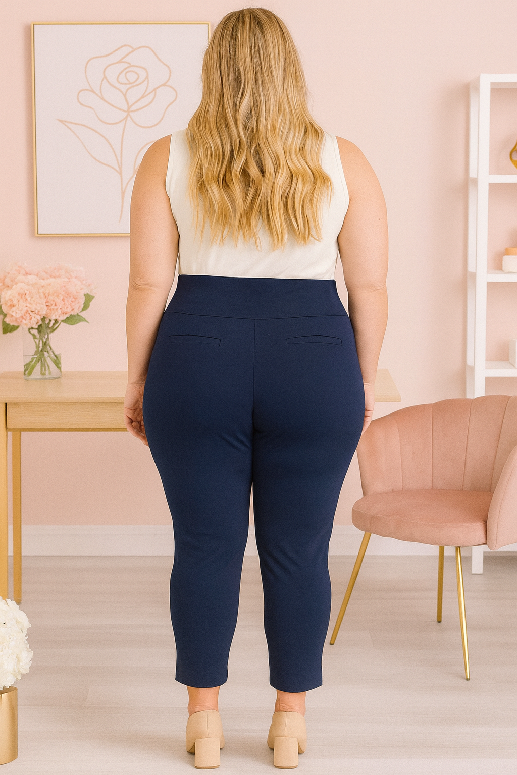 Prévente - Versatile high waist navy pants (26 in)