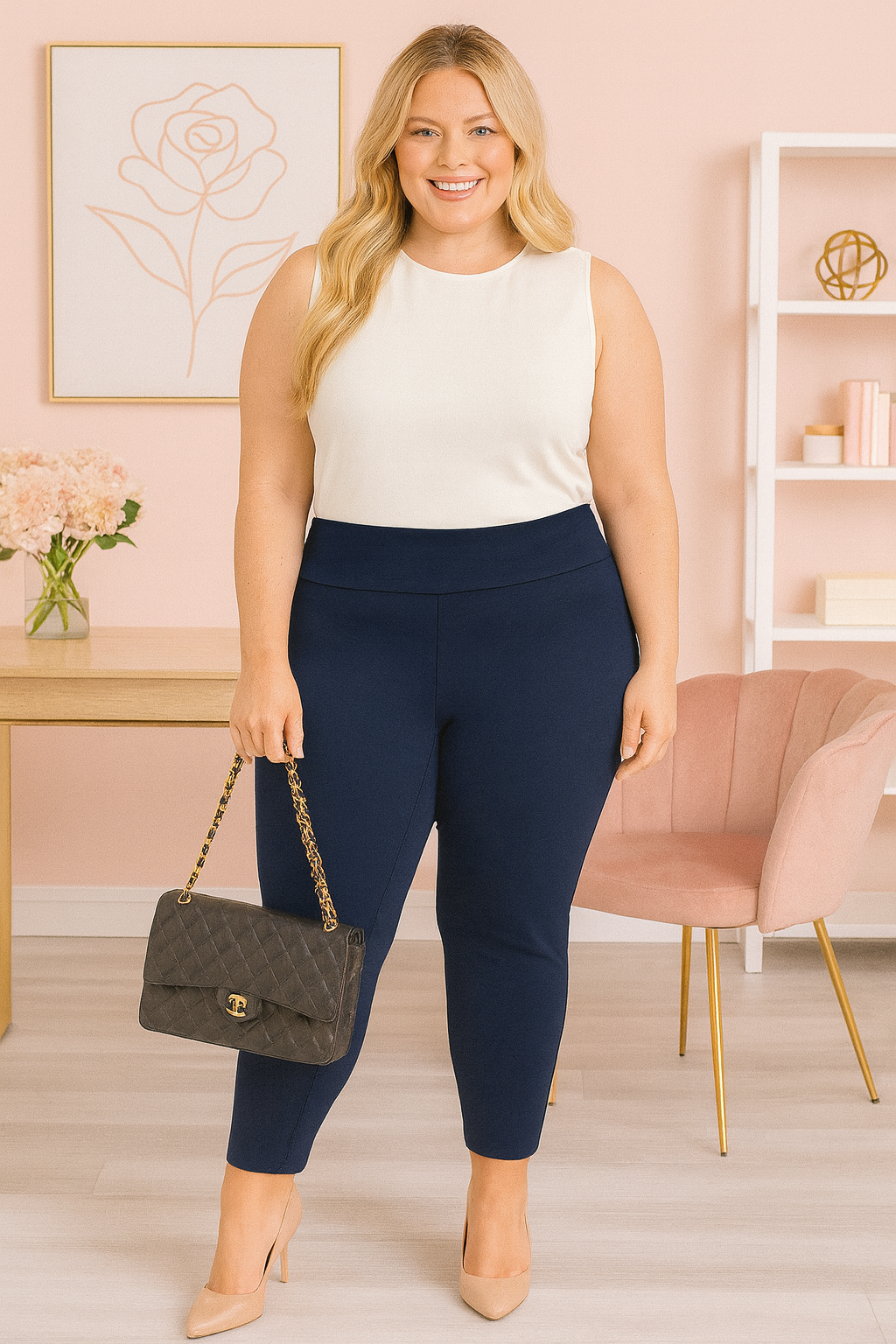 Prévente - Versatile high waist navy pants (26 in)