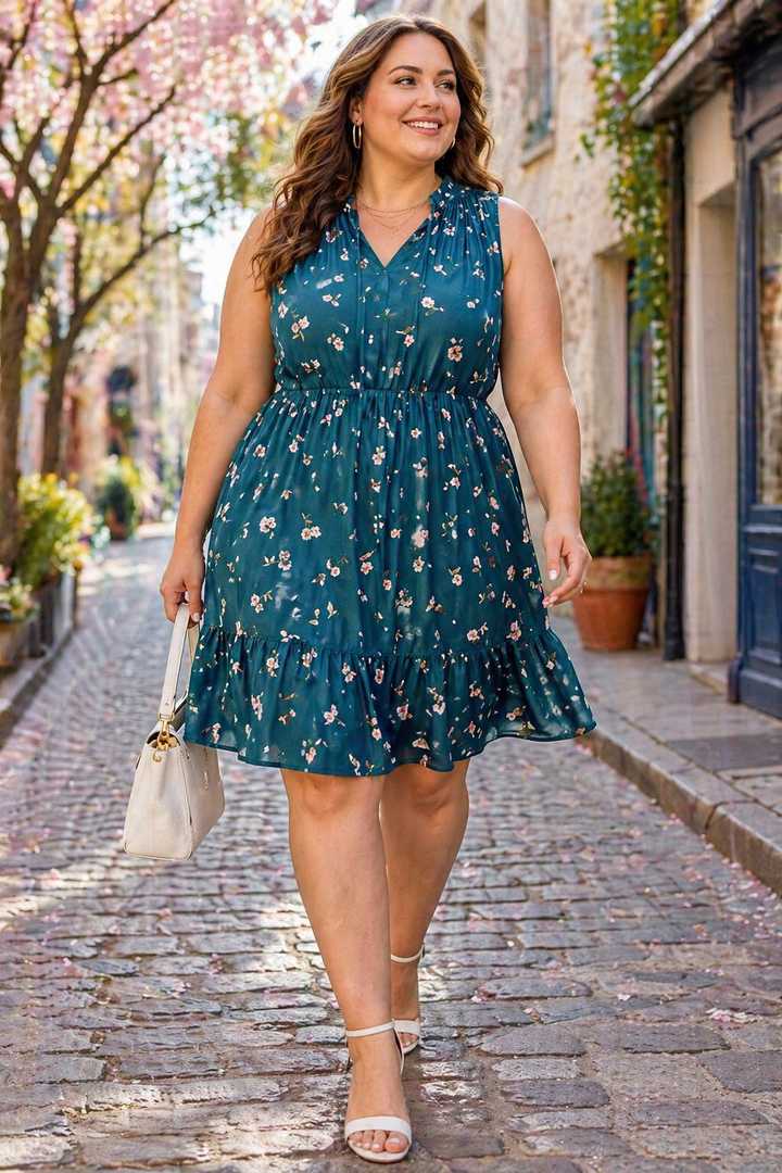 Robe florale sarcelle