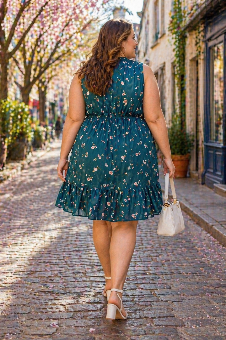 Robe florale sarcelle