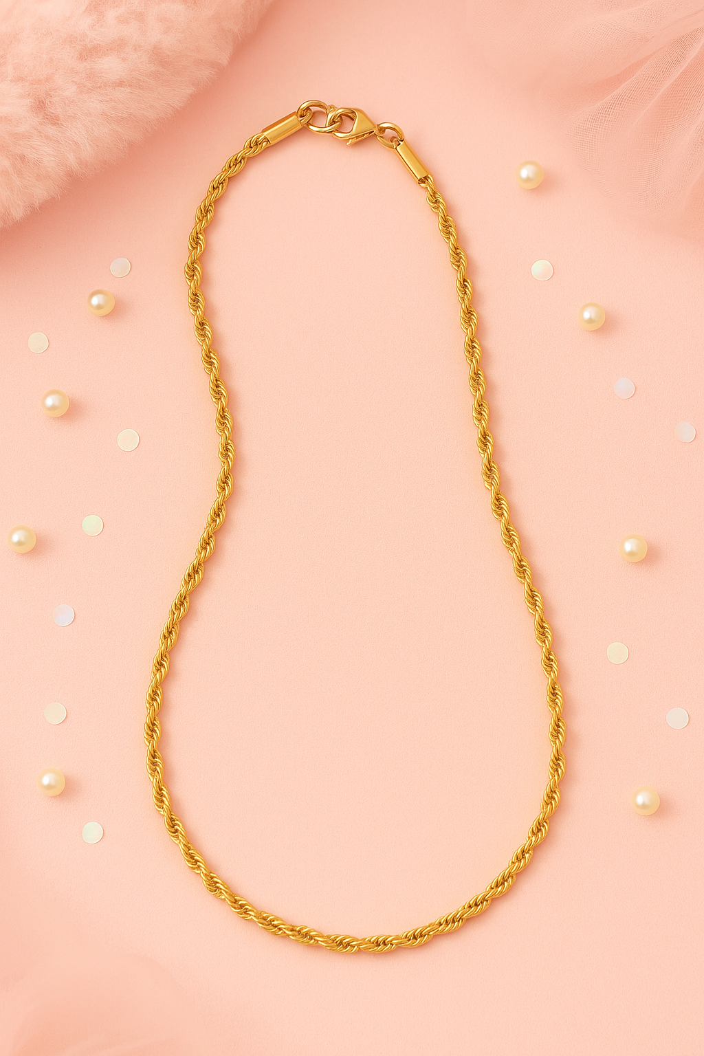 Chaine or torsadée en acier inoxydable - Hypoallergène