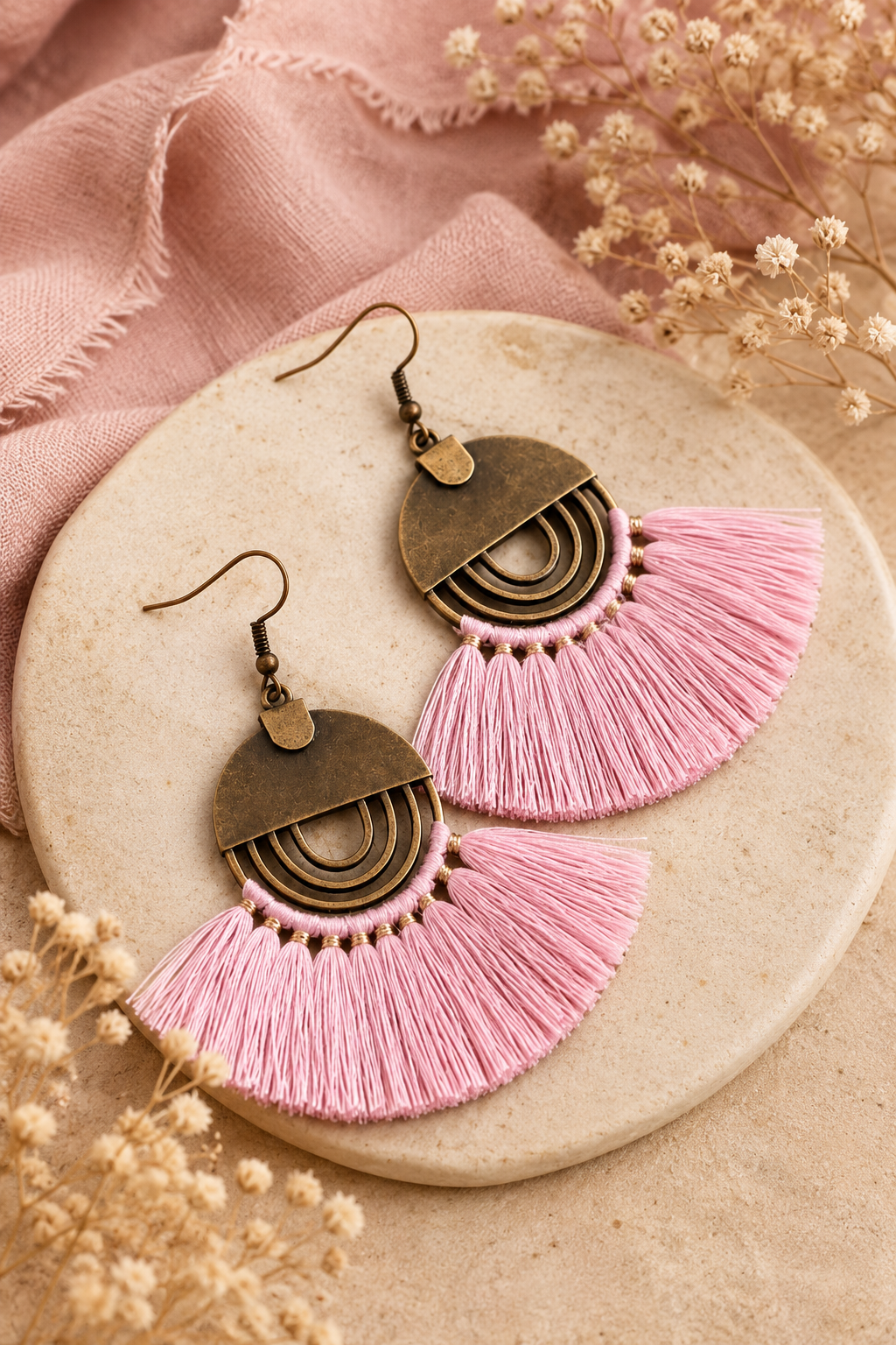 Boho chic pink earrings