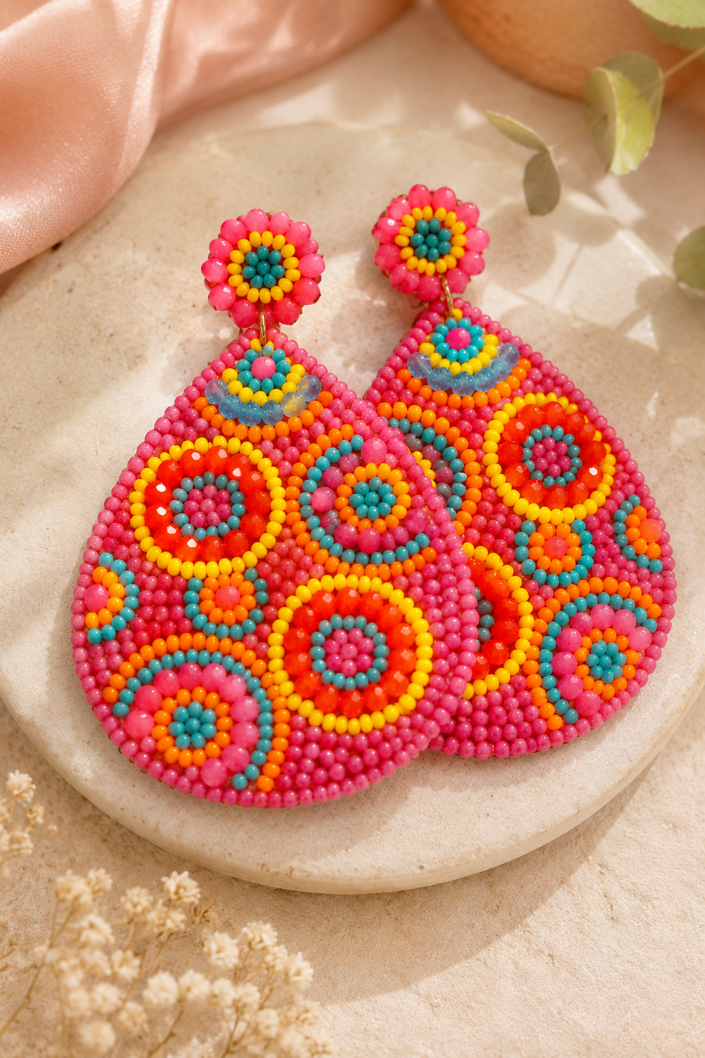 Boucles d’oreilles perlées bohèmes colorées
