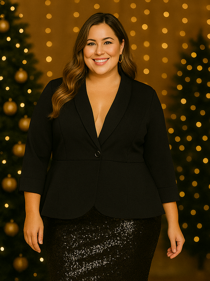 Veste à col et fermeture à bouton (noir)