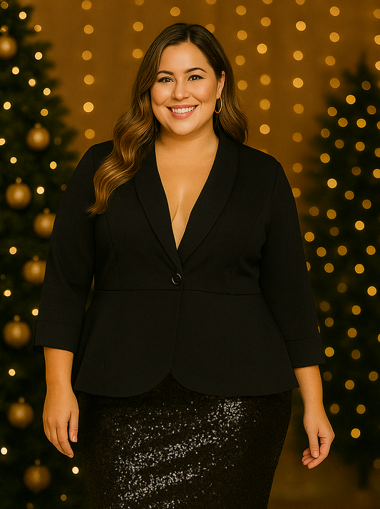 Veste à col et fermeture à bouton (noir)