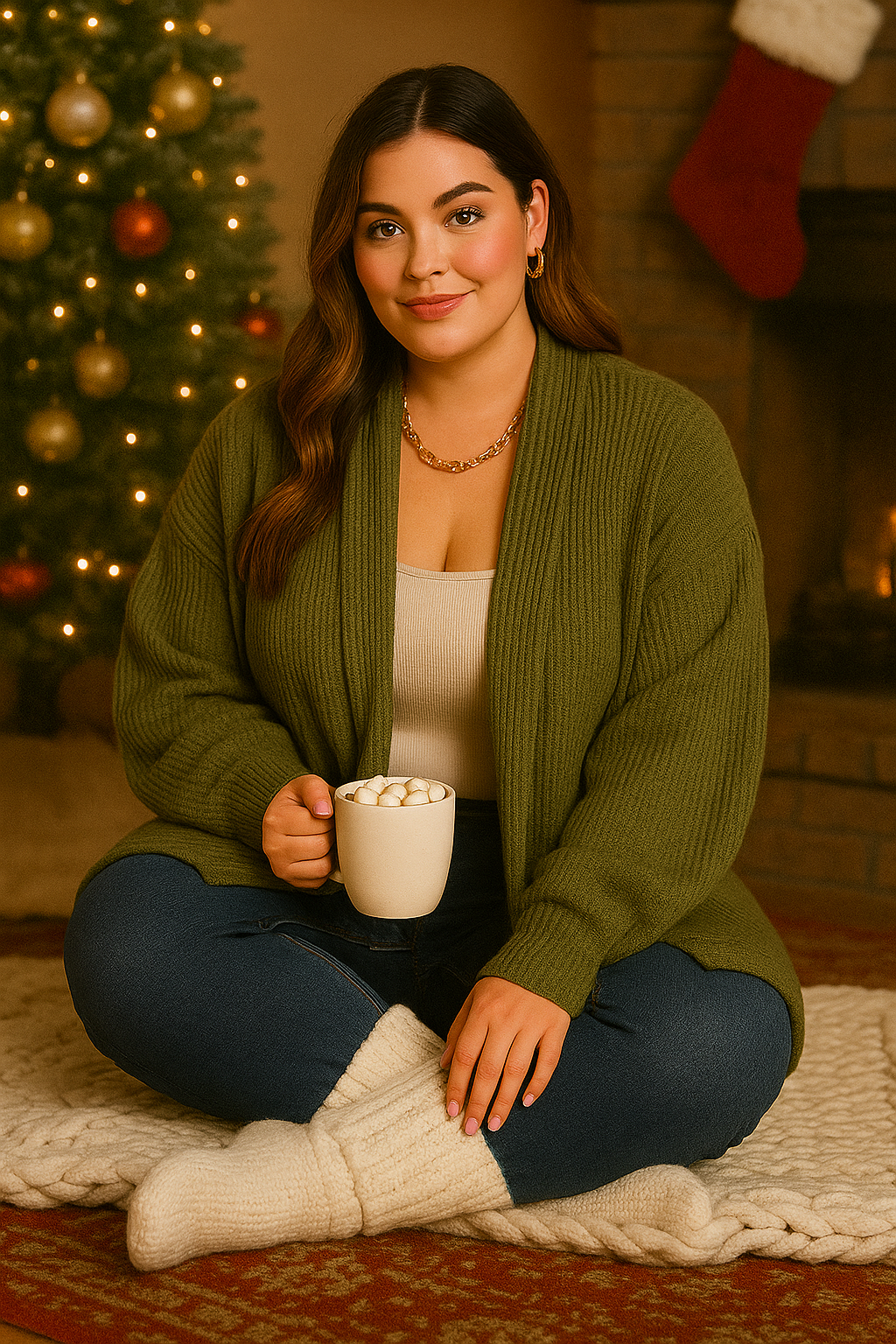 Veste à épaules tombantes – Vert olive