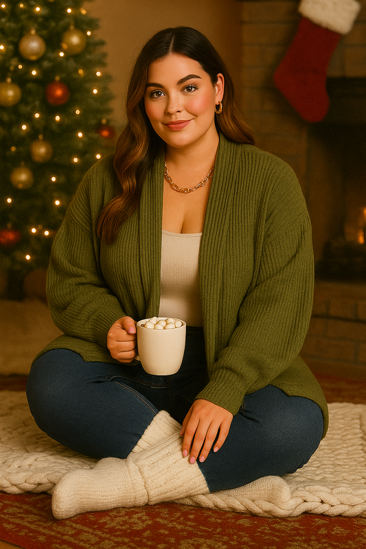 Drooping shoulder jacket - olive green