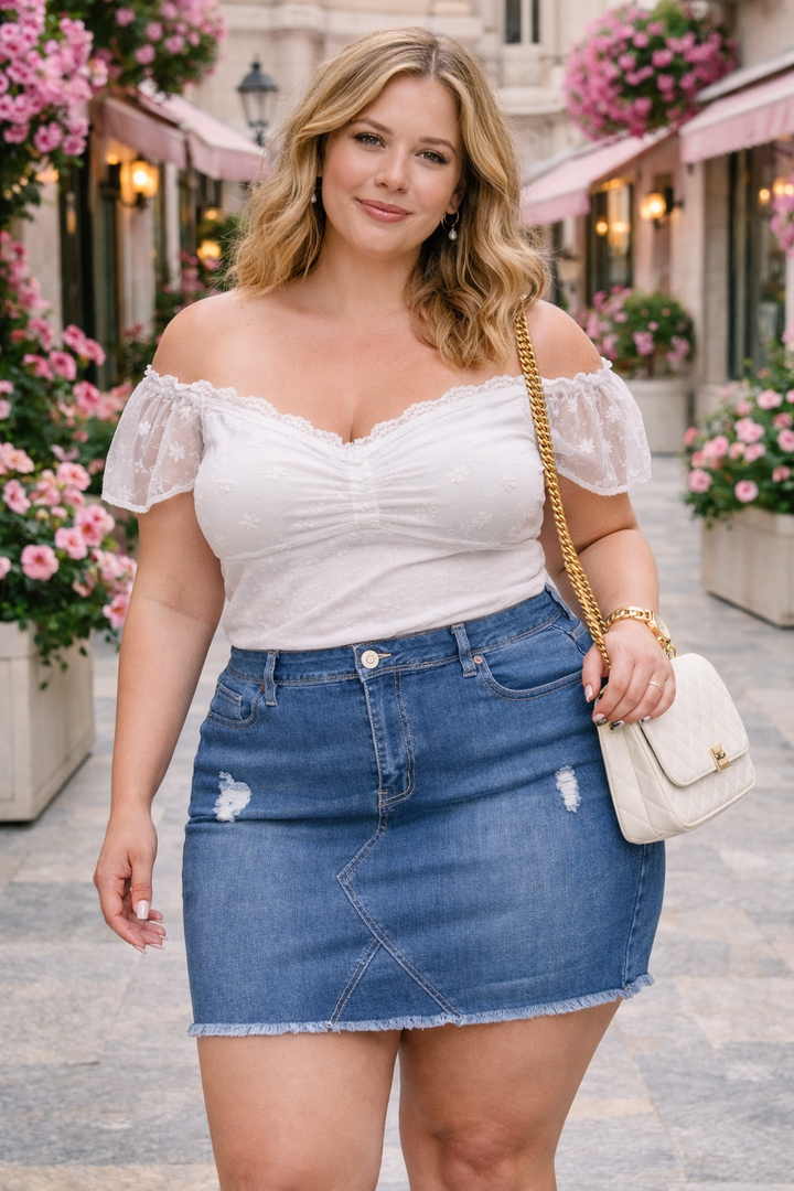 Jupe jean extensible - Bleu moyen