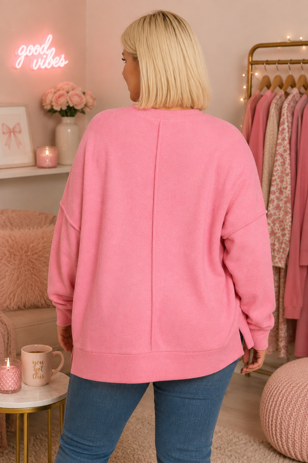 PRÉVENTE - Pull Cozy Oversize - Rose bonbon