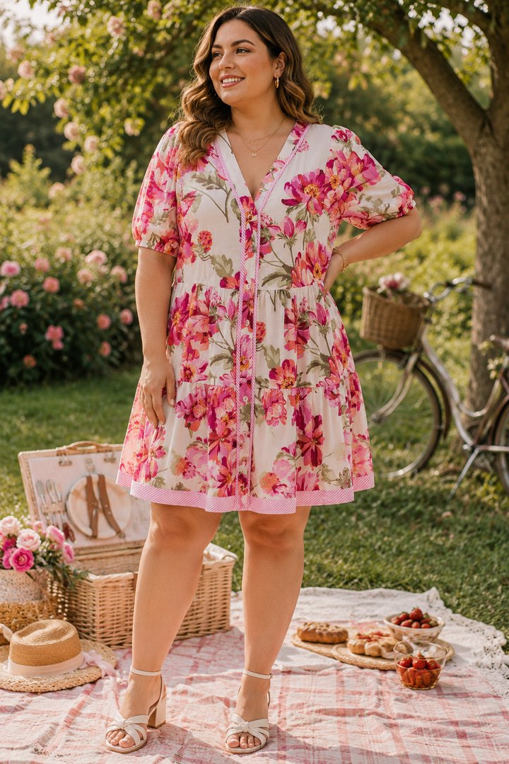 Robe babydoll rosée de printemps