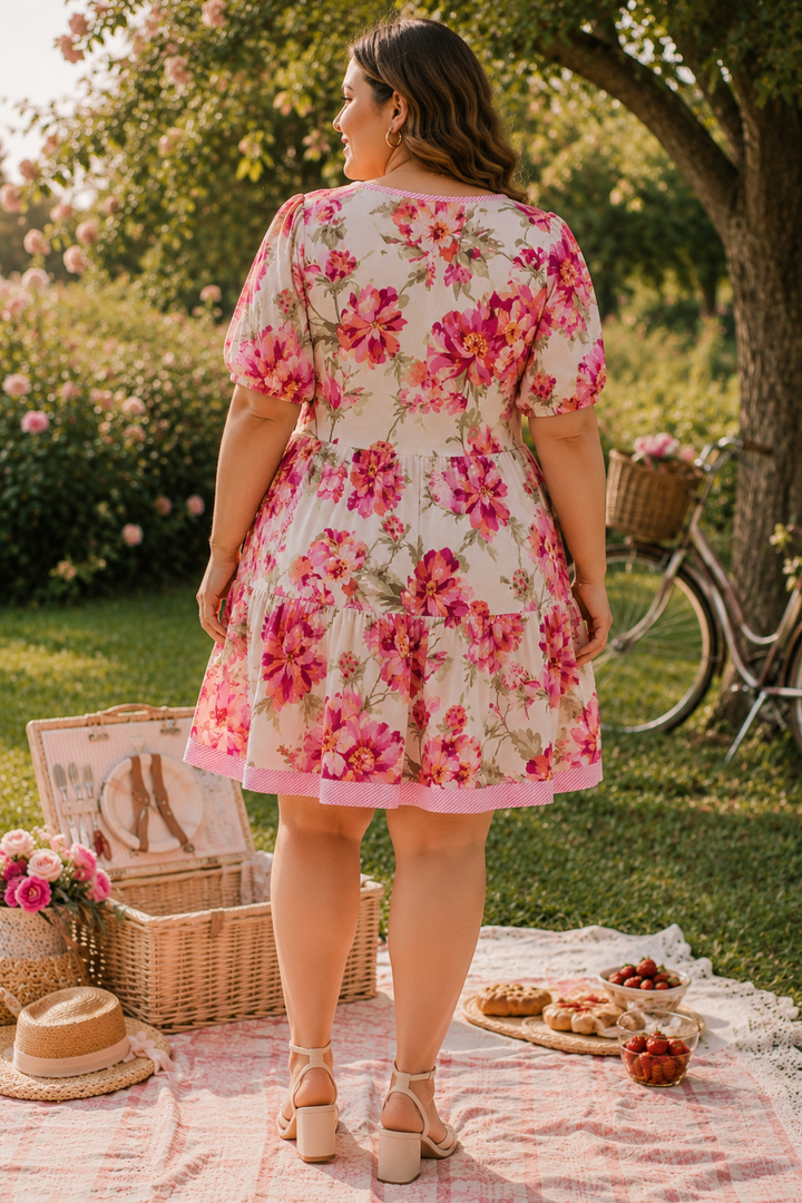 Robe babydoll rosée de printemps
