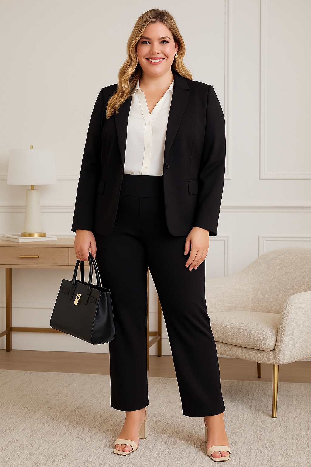 (29po) - Pantalon propre à jambe droite noir