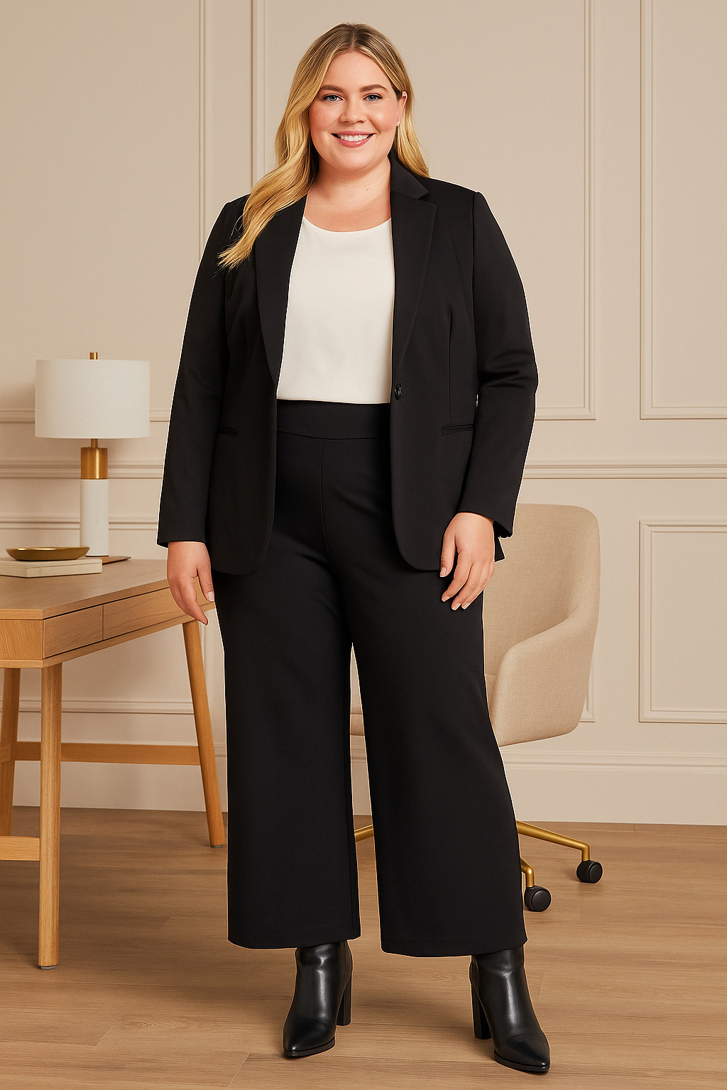 (26po) - Pantalon propre à jambe large noir