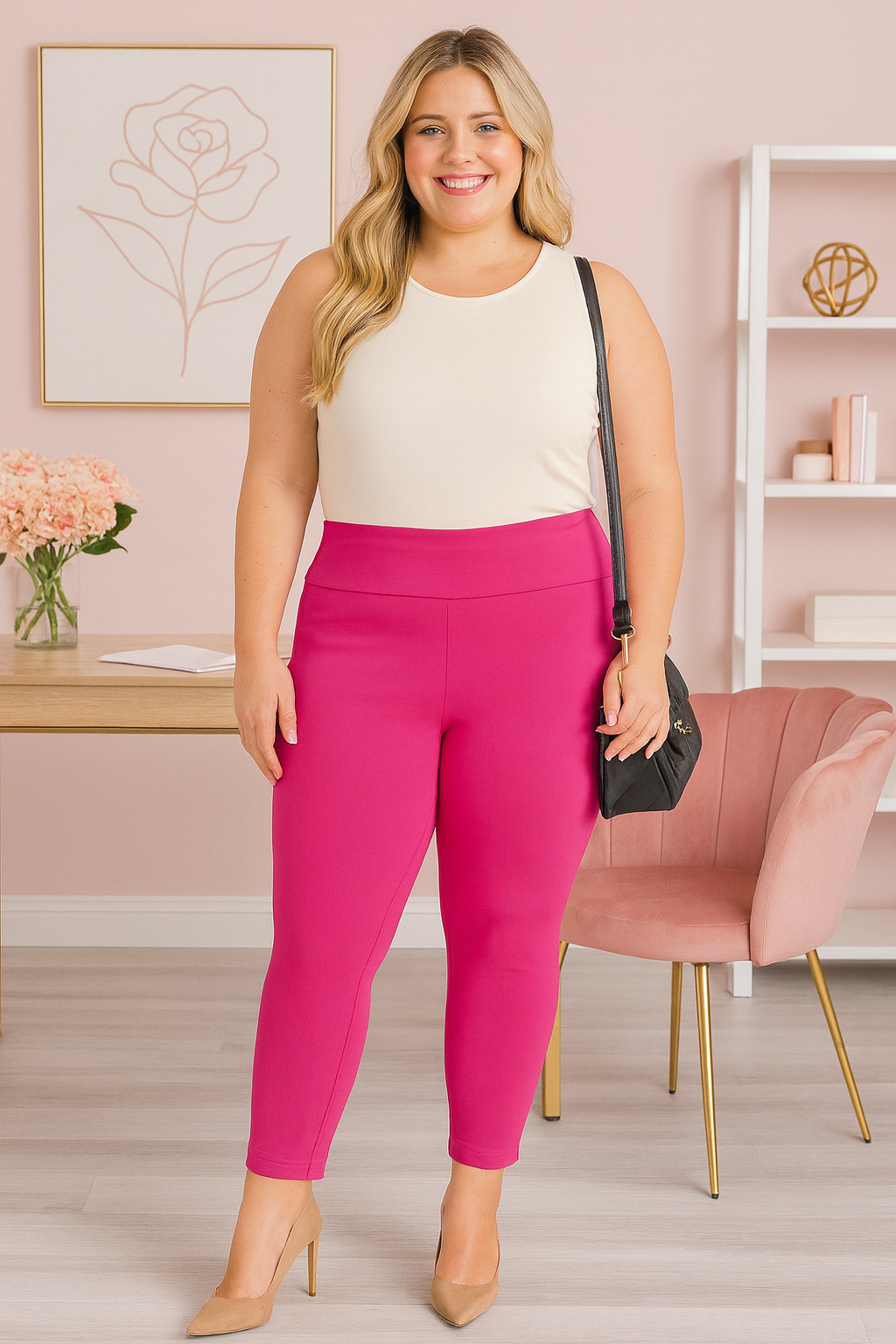 Prévente - Fuschia versatile high waist pants (28PO)