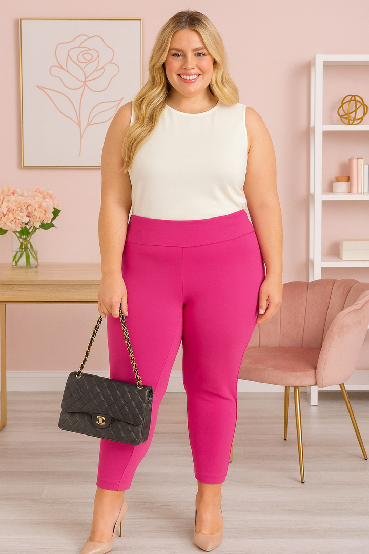 Pantalon propre polyvalent taille haute - Fuschia (28po)
