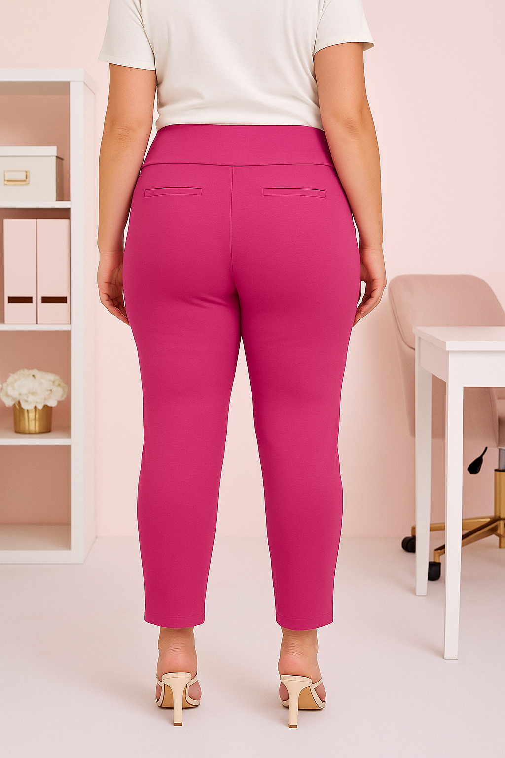 Pantalon propre polyvalent taille haute - Fuschia (28po)