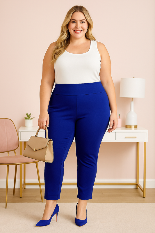(28po) - Pantalon propre polyvalent taille haute - Bleu royal