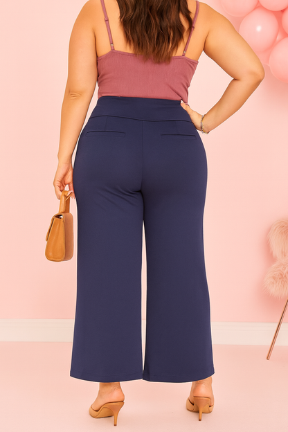 (31 po) - Pantalon propre à jambe large marine