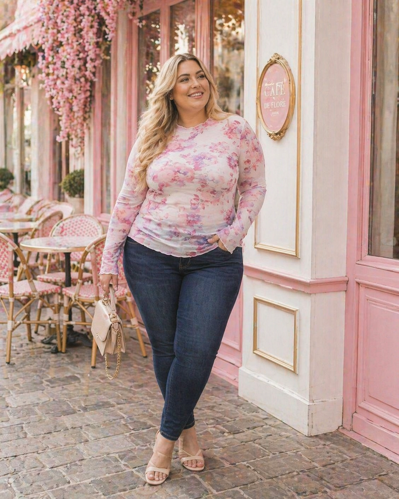 Haut en mesh Mila - Fuschia