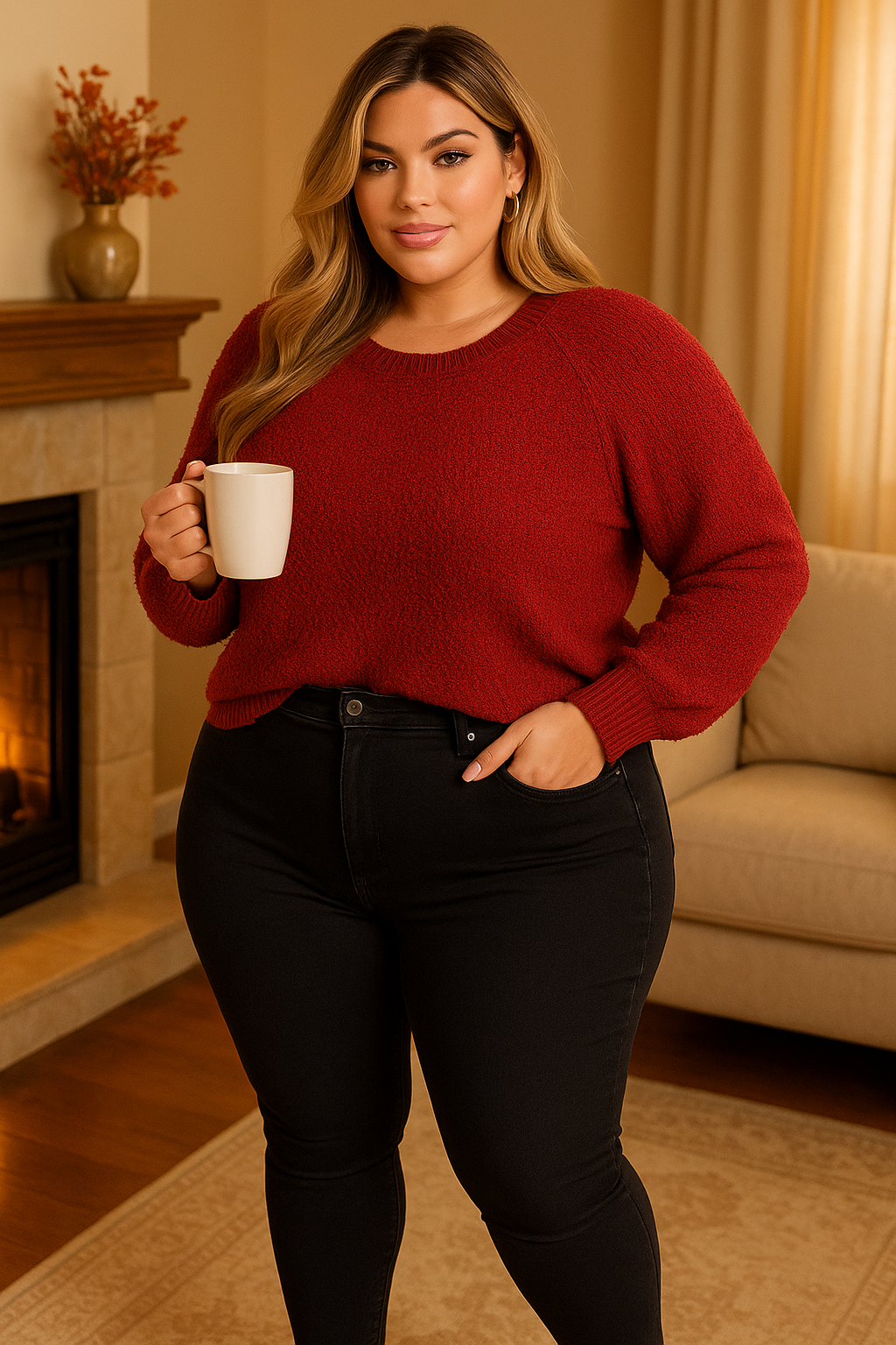 Boat collar sweater - Cherry