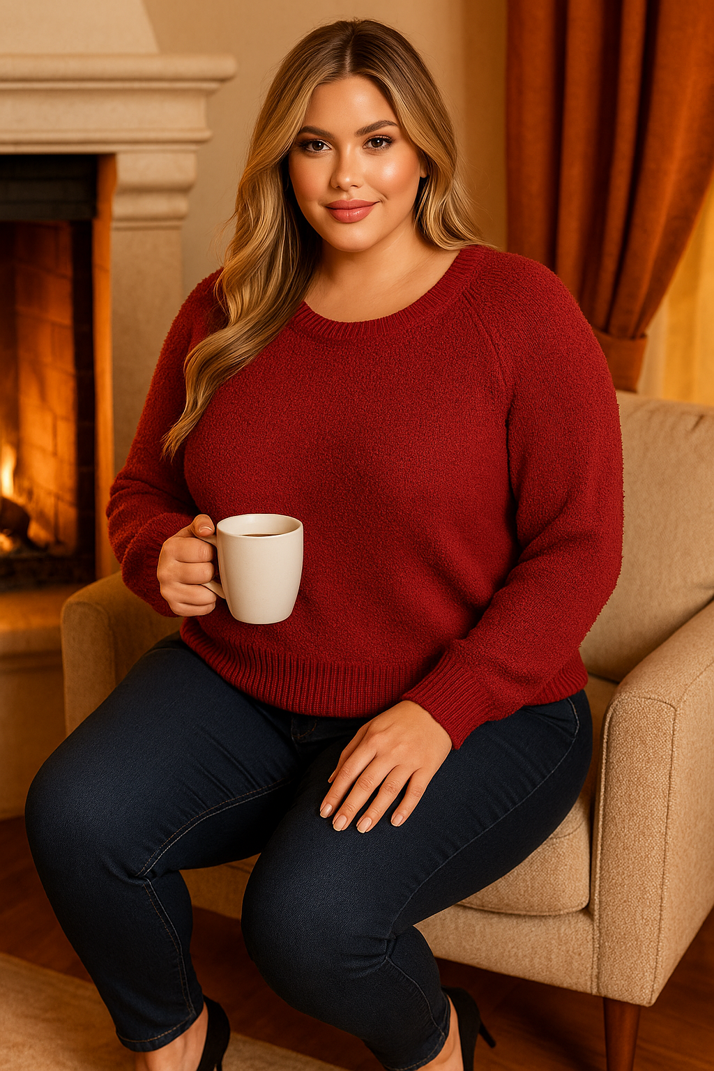 Boat collar sweater - Cherry