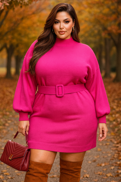 Robe pull oversize fuschia