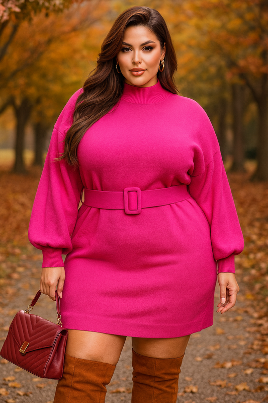 Robe pull oversize fuschia