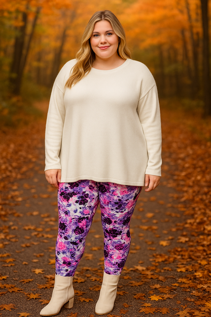 Legging floral violet/rose