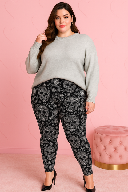 Floral legging with skulls #8