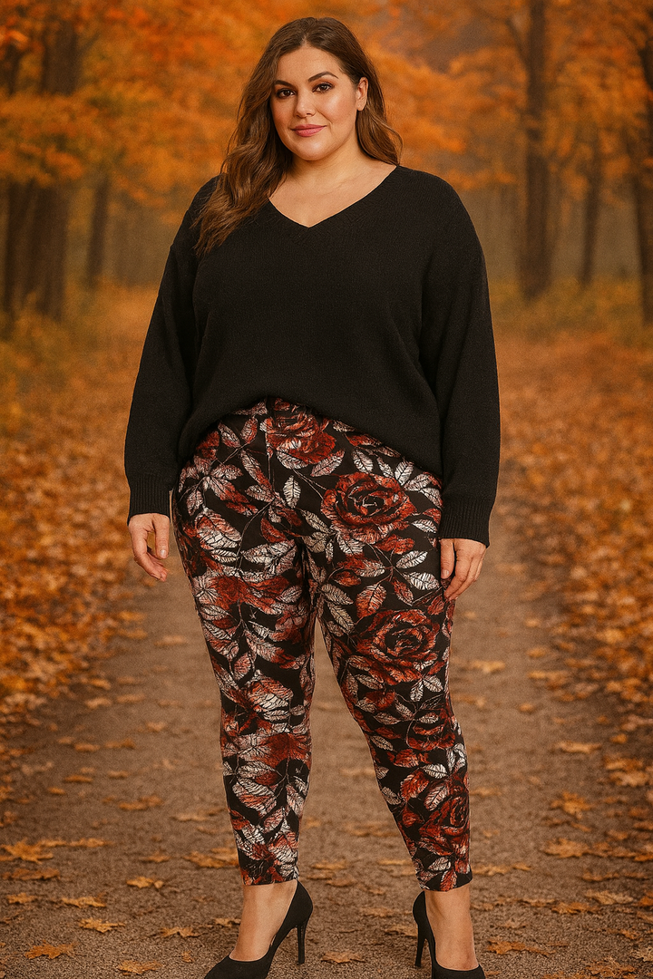 Legging à feuillage rouille