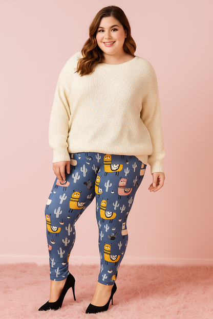 Legging lamas et cactus