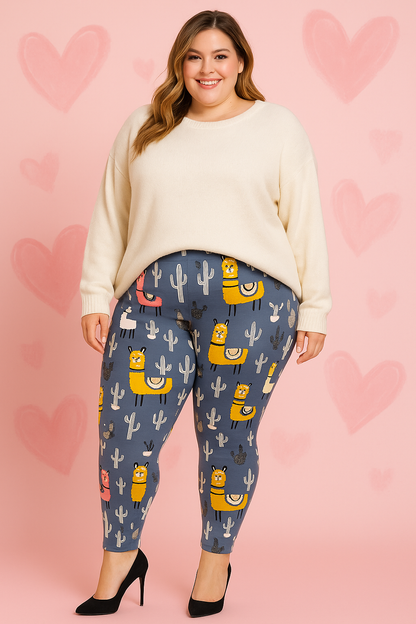 Legging lamas et cactus