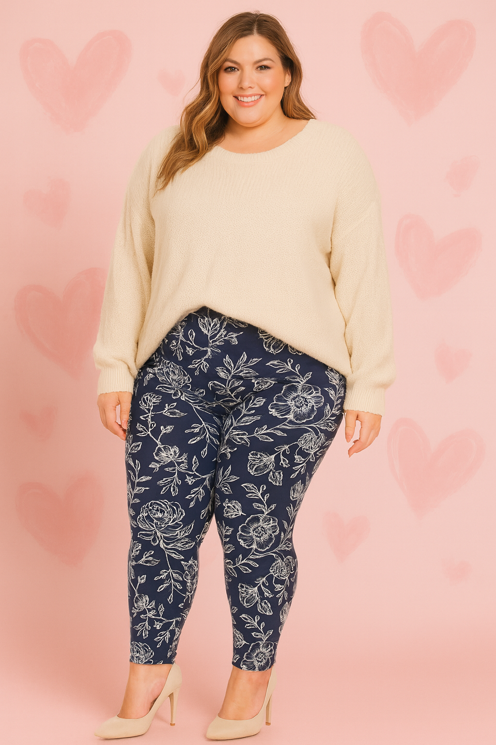 Legging marine floral (taille 12 à 18)