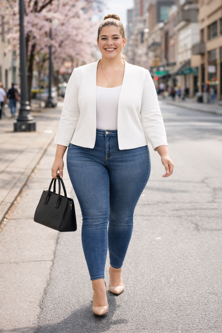 Blazer blanc à manches 3/4
